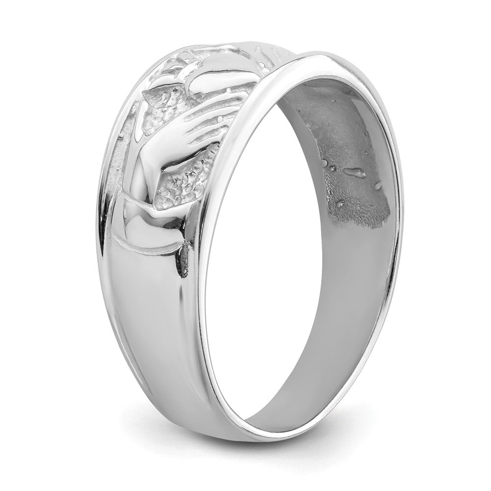 14k White Gold Claddagh Band