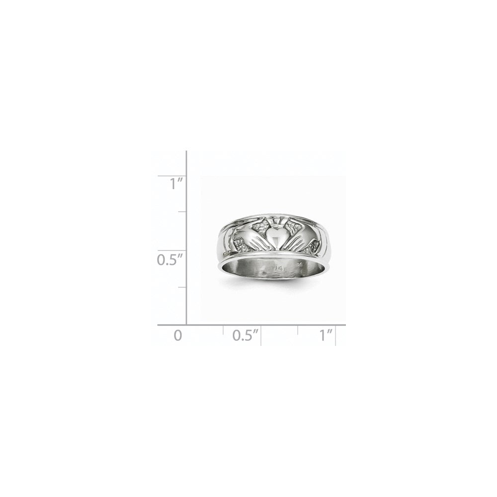 14k White Gold Claddagh Band