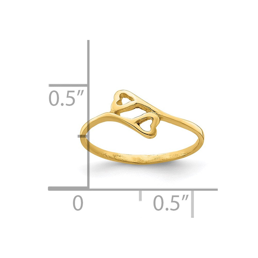 14k Double Heart Ring