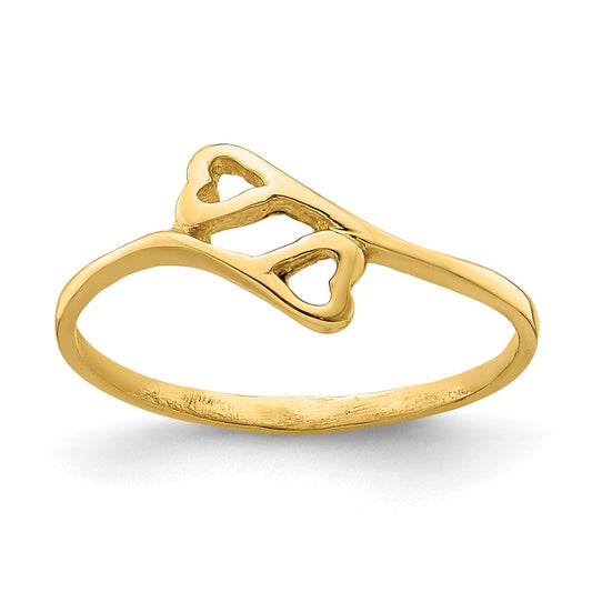 14k Double Heart Ring