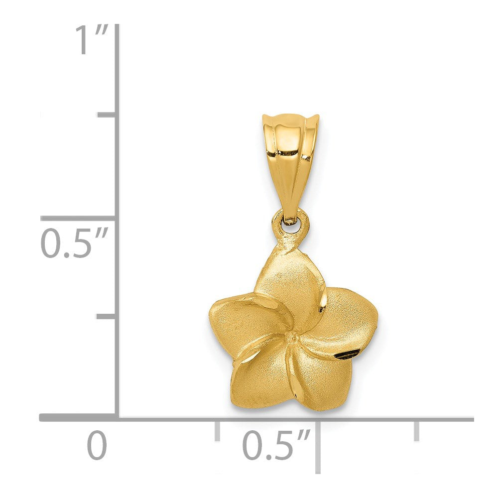 14k Plumeria Floral Charm Pendant
