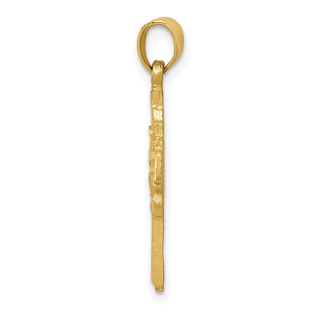 14k Yellow Gold Dove Cross Charm