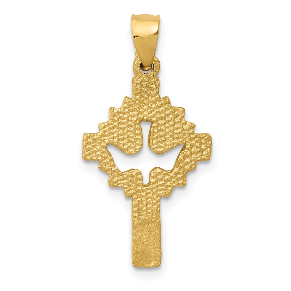 14k Yellow Gold Dove Cross Charm