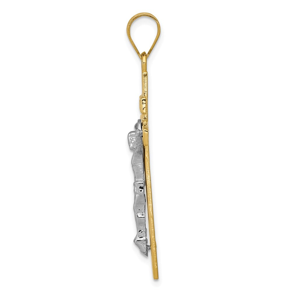 14K Two-tone INRI Crucifix Pendant