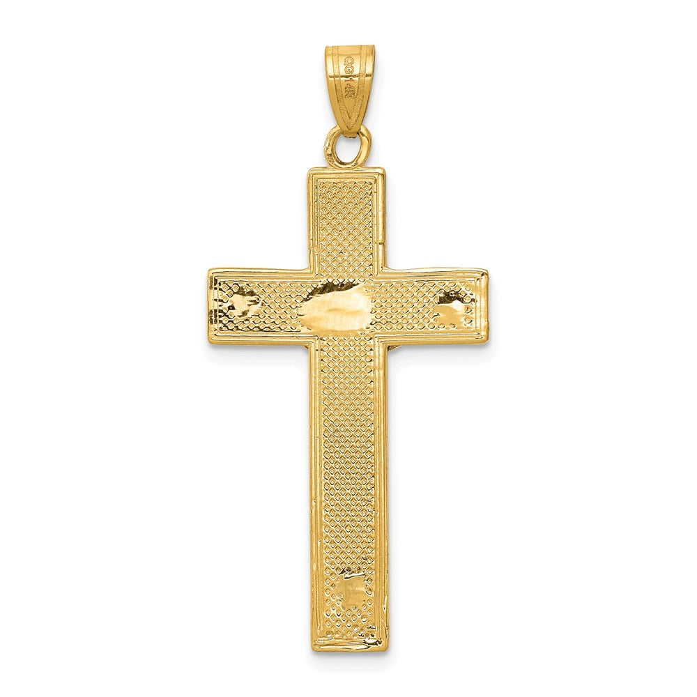 14K Yellow Gold Two-tone Diamond-cut Crucifix Pendant