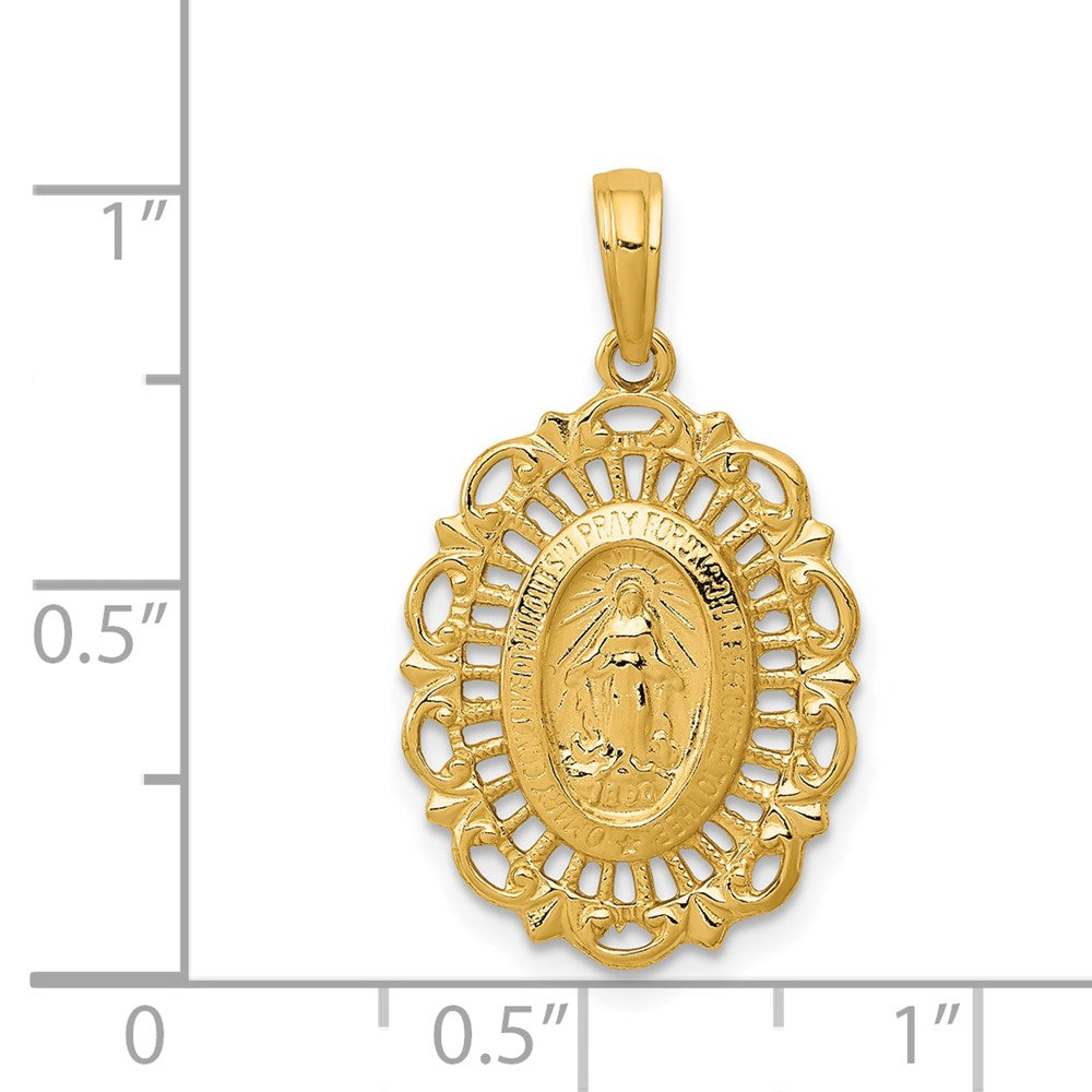 14k Oval Virgin Mary Medal Pendant