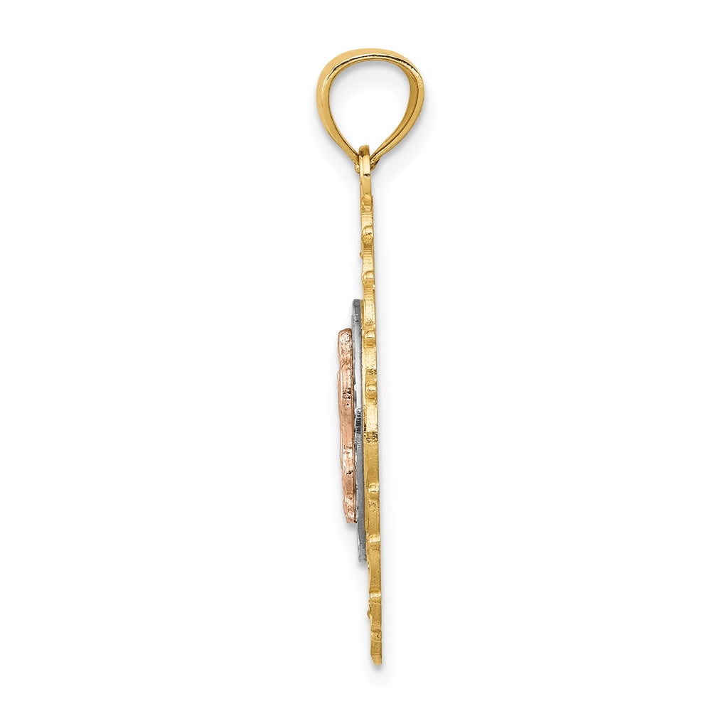14k Tri-color Our of Guadalupe Pendant
