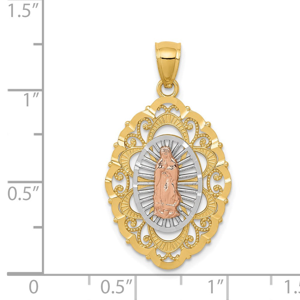 14k Tri-color Our of Guadalupe Pendant