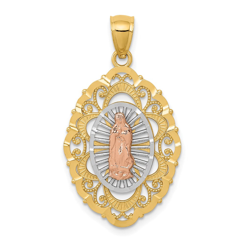14k Tri-color Our of Guadalupe Pendant