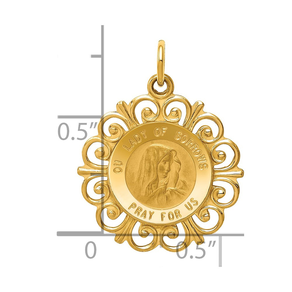 14k Yellow Gold Our Lady of Sorrows Medal Pendant