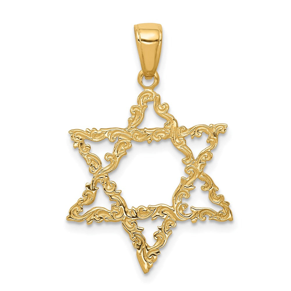 14k Yellow Gold Star of David Pendant