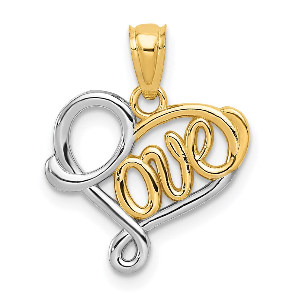 14k Yellow Gold and Rhodium LOVE Pendant