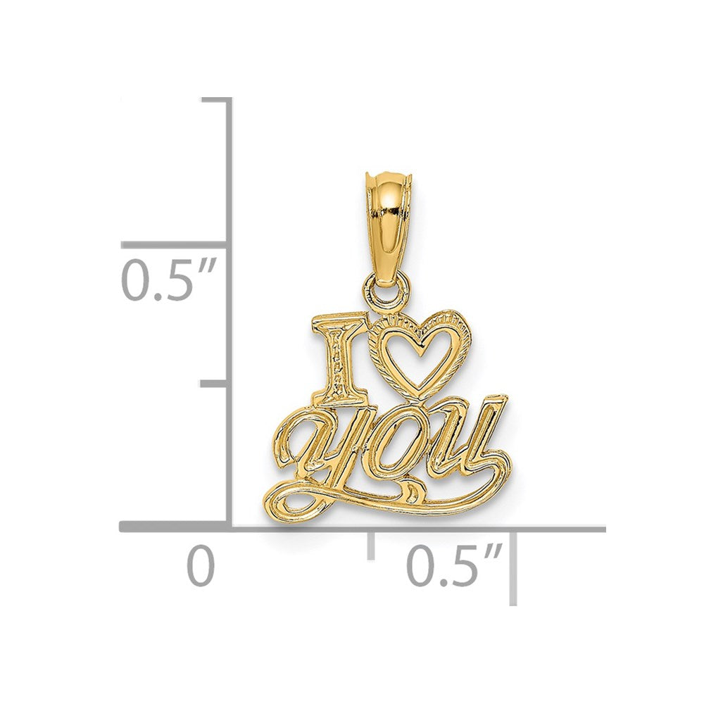 14K Polished and Textured I HEART YOU Charm