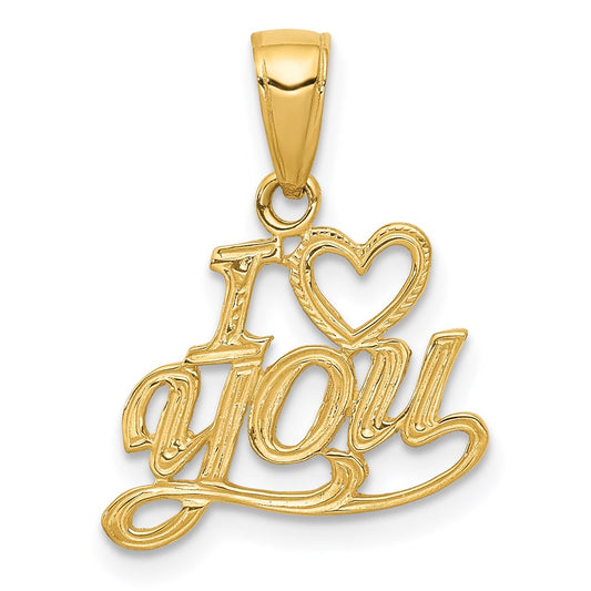 14K Polished and Textured I HEART YOU Pendant