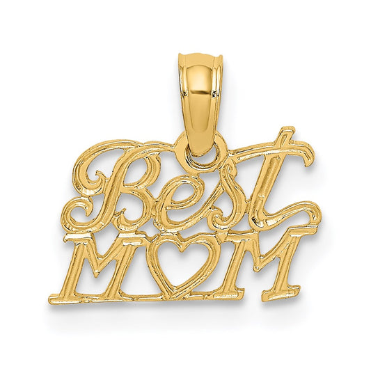14K BEST MOM with Heart Charm
