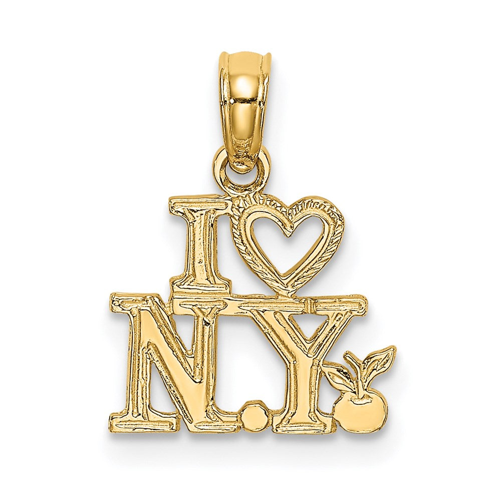 14k Yellow Gold I HEART NY Charm, Weight: 0.67g, Length: 10.4mm