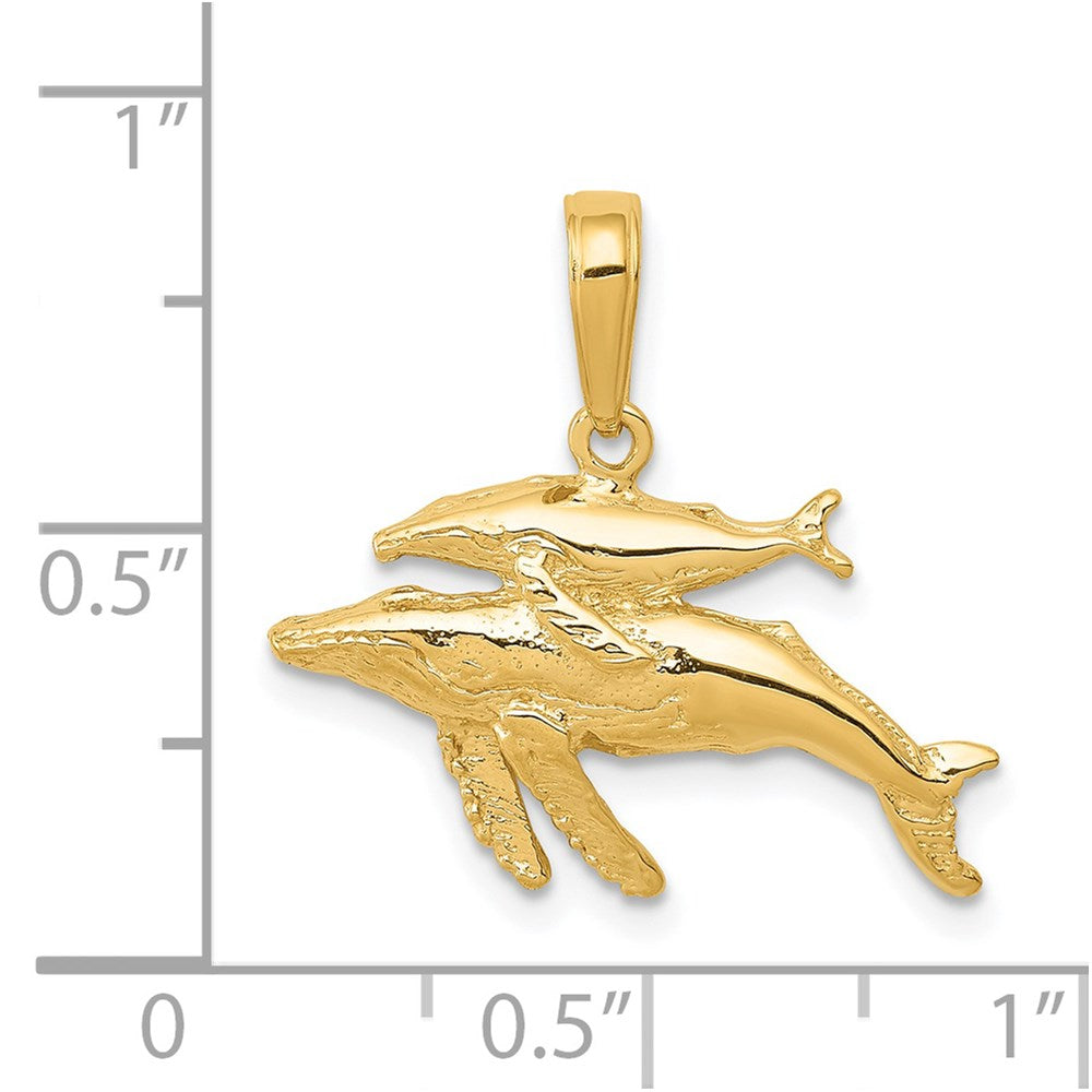 14K Mother and Humpback Whale Pendant