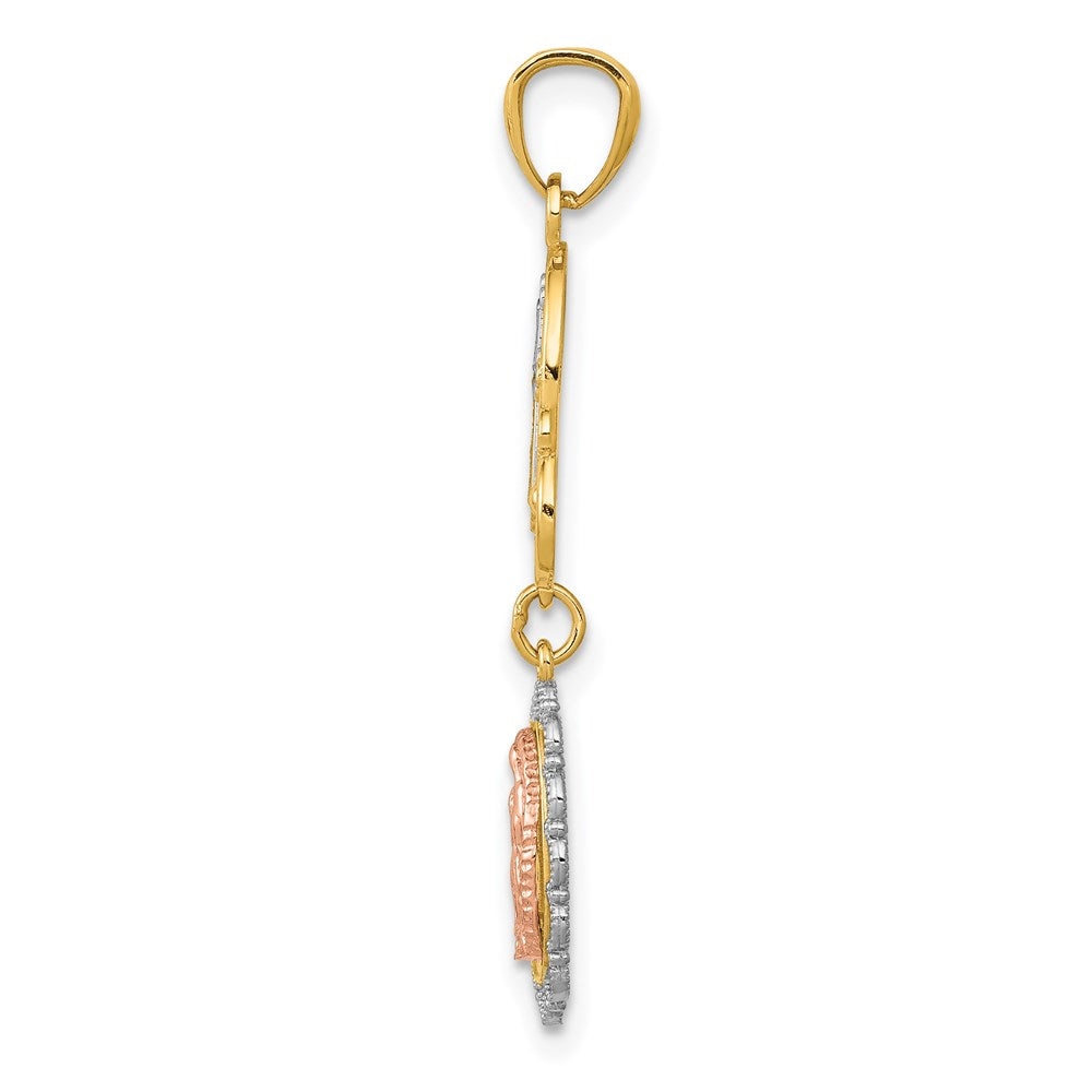 14K Two-Tone w/White Rhodium Guadalupe Cross Pendant
