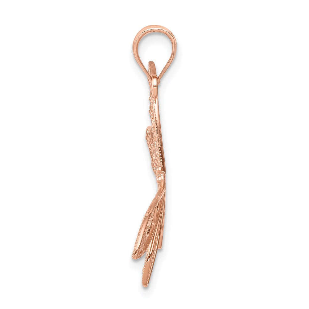 14K Rose Gold Rose Filigree Dragonfly Pendant