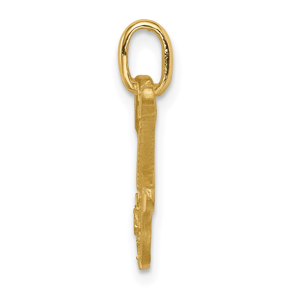 14K Yellow Gold Brushed & Diamond-cut Guitar Pendant