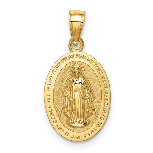 14K Polished Virgin Mary Medal Pendant