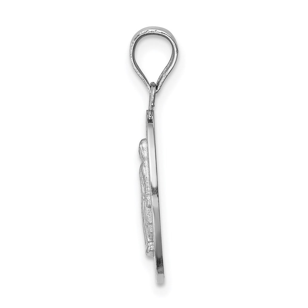 14K White Polished Virgin Mary Medal Pendant