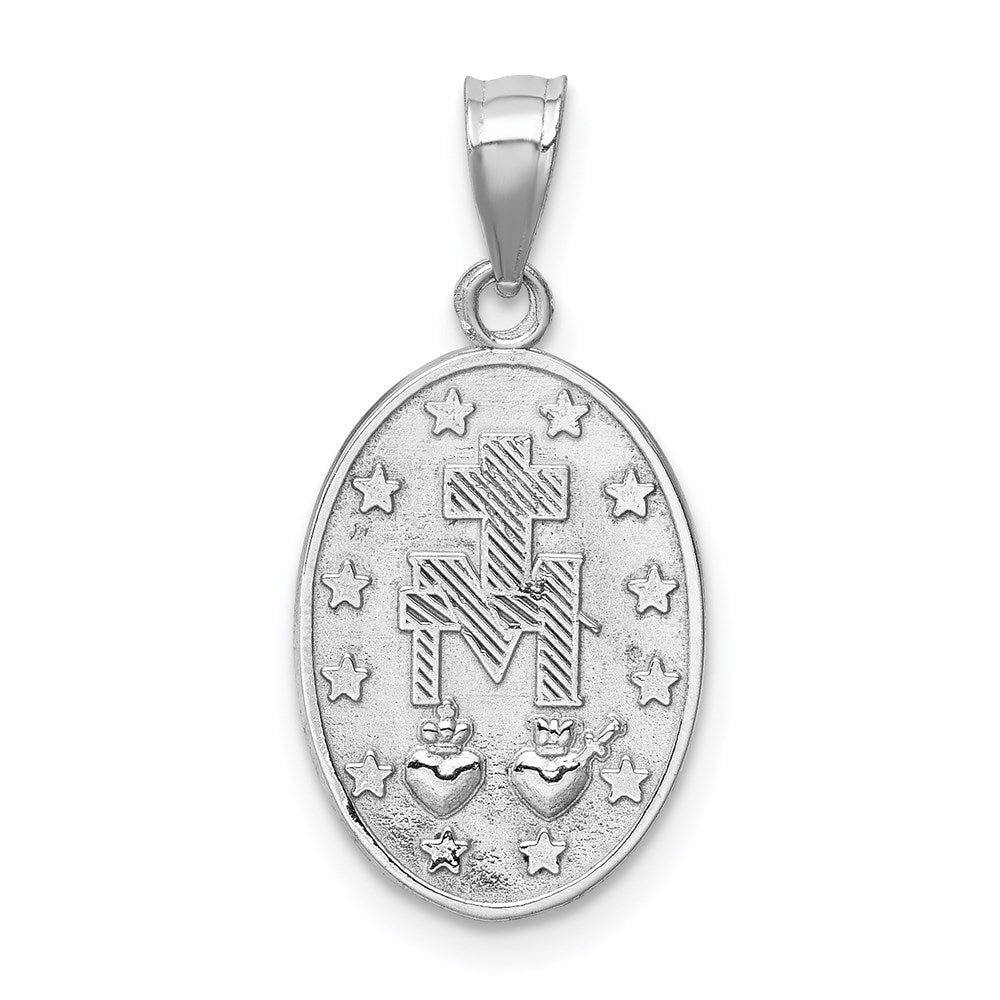 14K White Polished Virgin Mary Medal Pendant