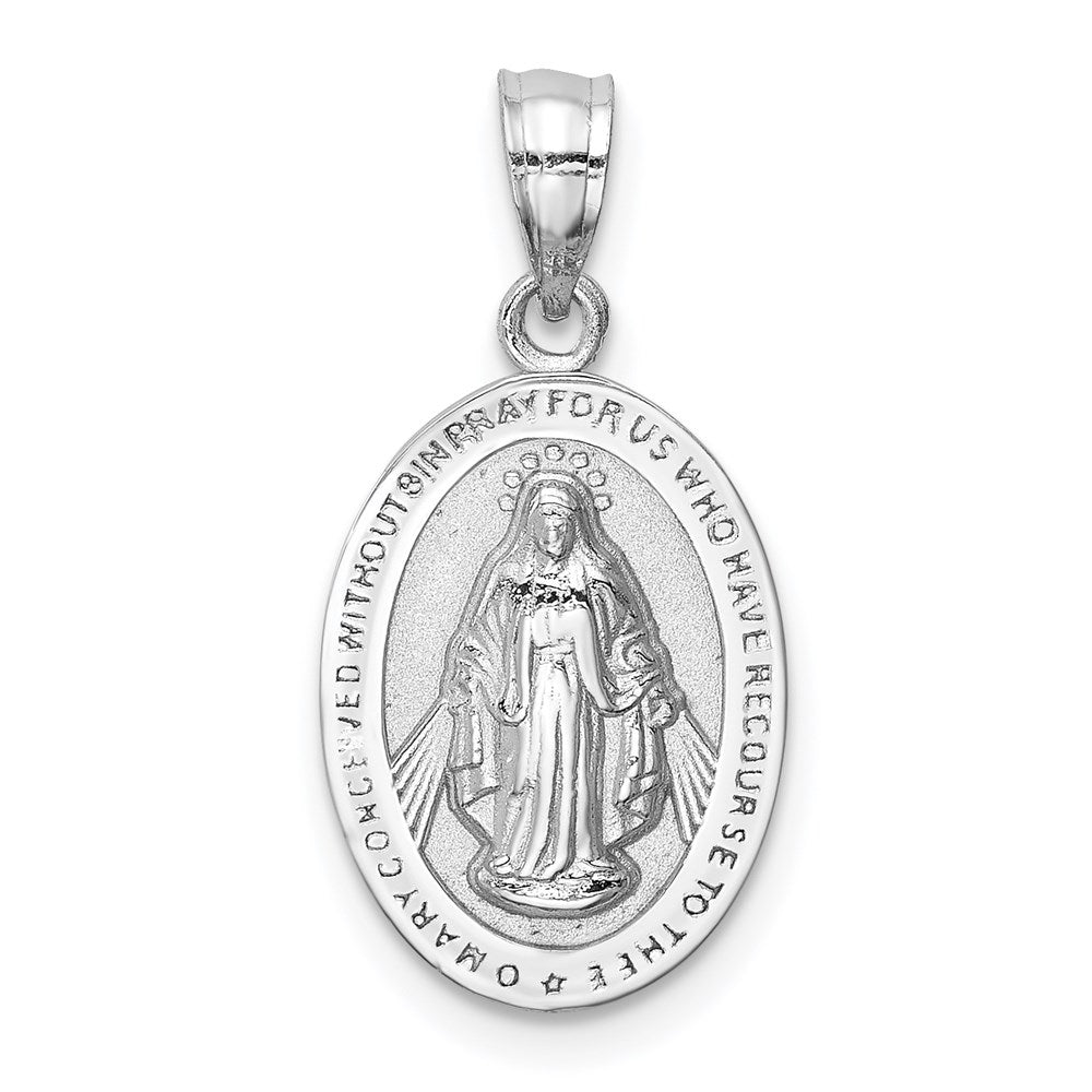 14K White Polished Virgin Mary Medal Pendant
