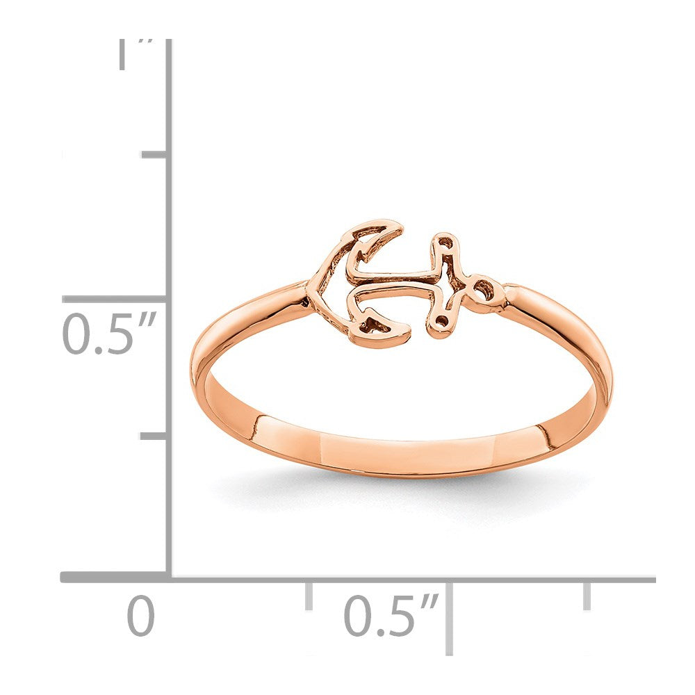 14K Rose Polished Anchor Ring