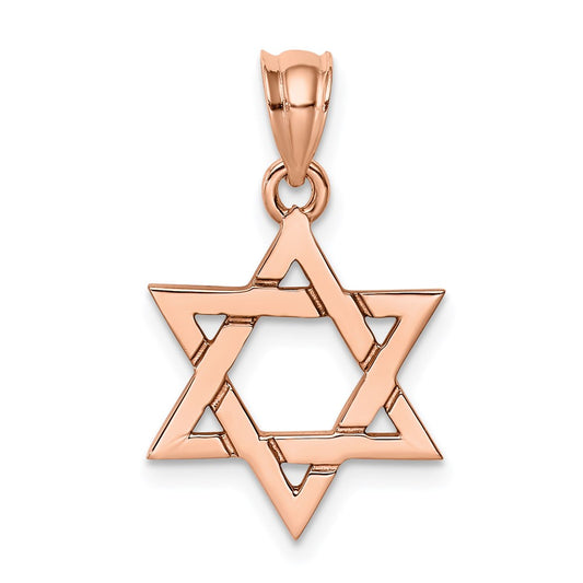 14K Rose Polished Star of David Pendant