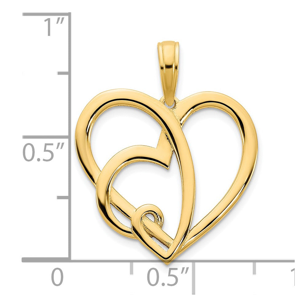 14k Yellow Gold  Heart in a Heart Pendant
