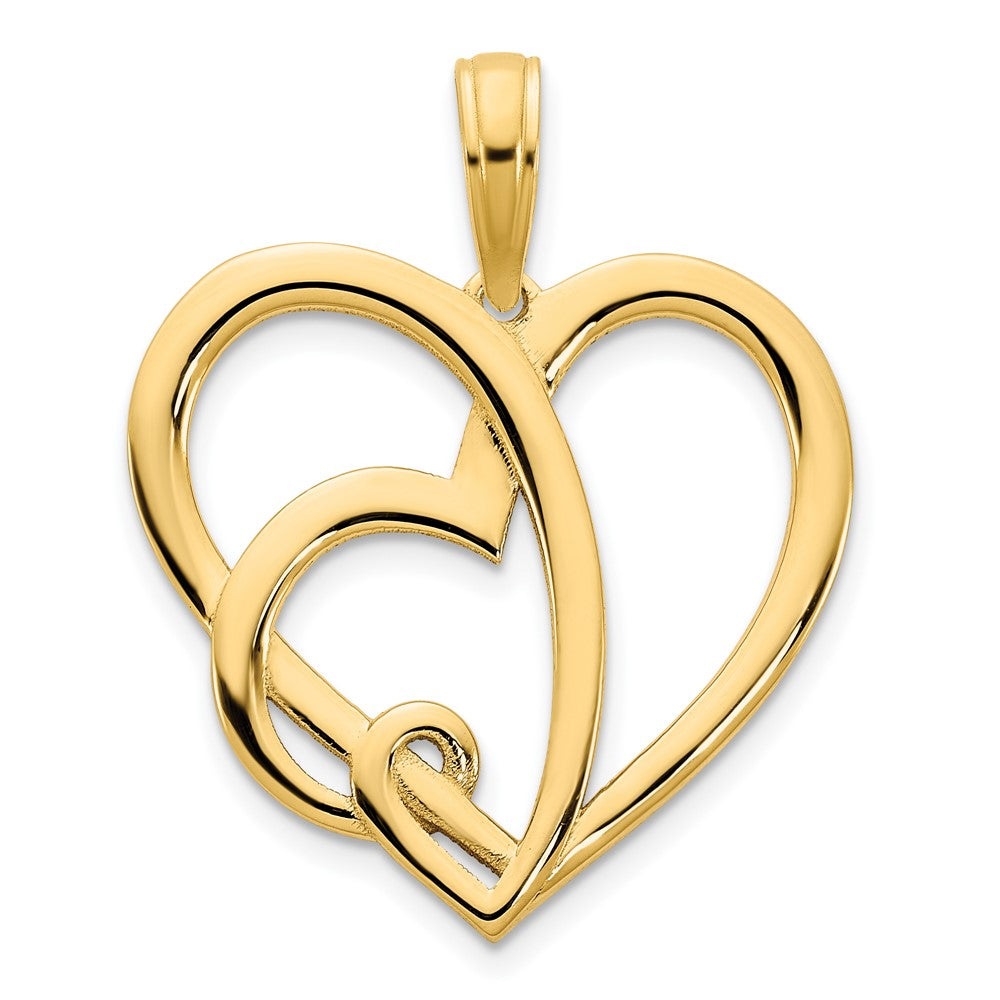 14k Yellow Gold  Heart in a Heart Pendant