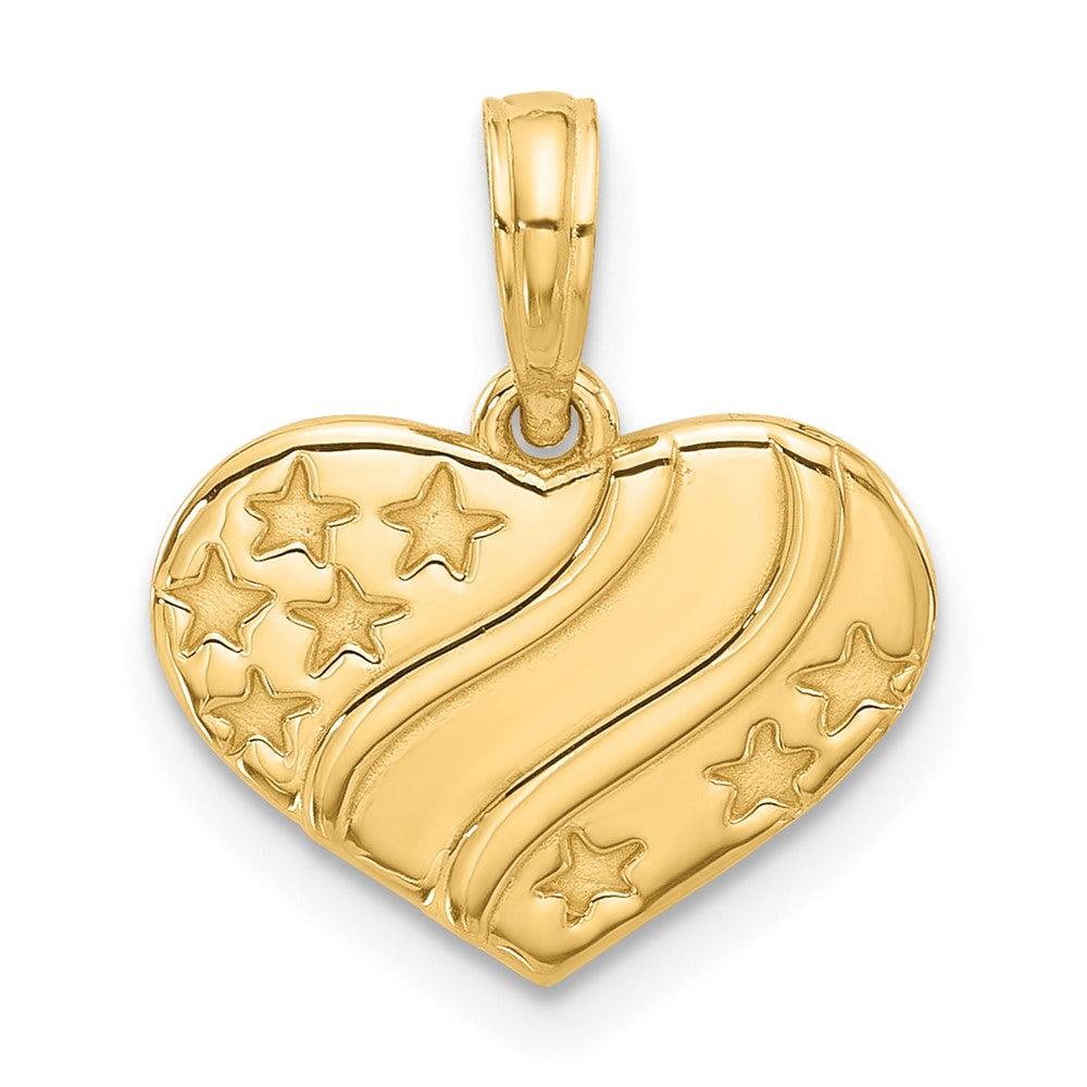14k Polished Stars on Heart Pendant