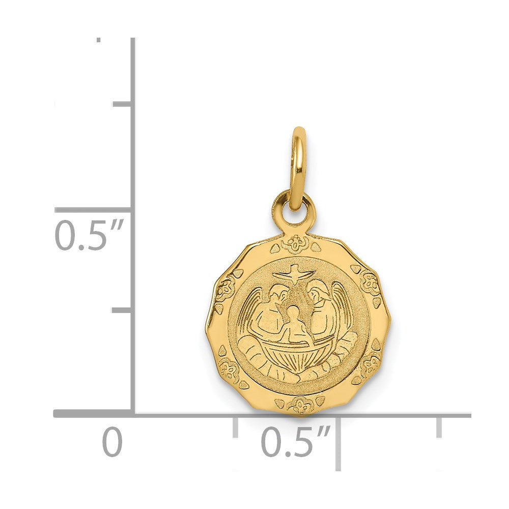14k Baptism Spanish Recuerdo Del Bautismo on Back Charm