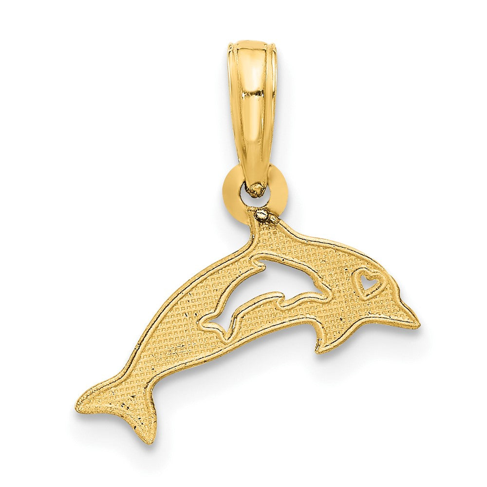 14k Polished Dolphin with Cut-out Dolphin Pendant