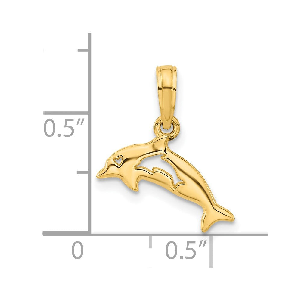 14k Polished Dolphin with Cut-out Dolphin Pendant