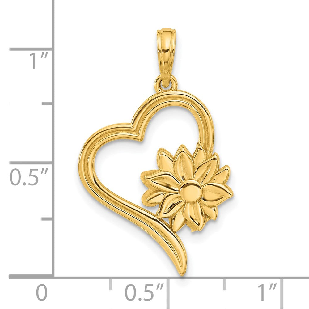 14k Fancy Heart and Flower Charm