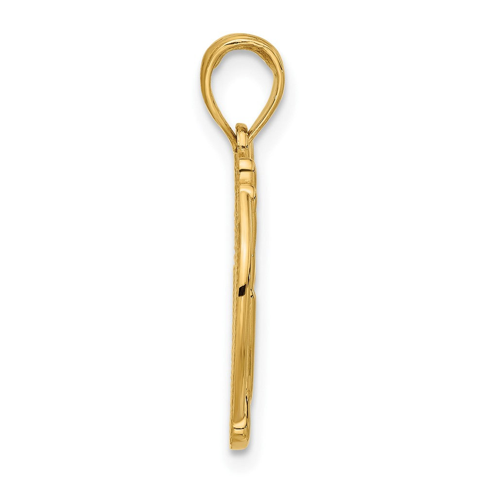 14K Polished Hand Gesture in Circle Charm