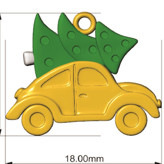 14k Fancy Car and Tree Charm