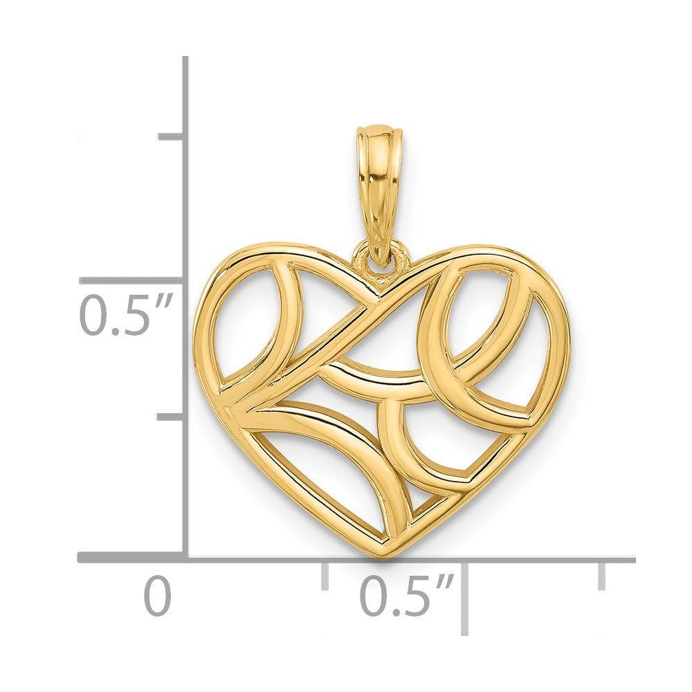 14K Polished Fancy Heart Charm