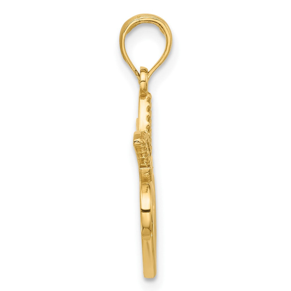 14K Polished Heart and Crown Charm