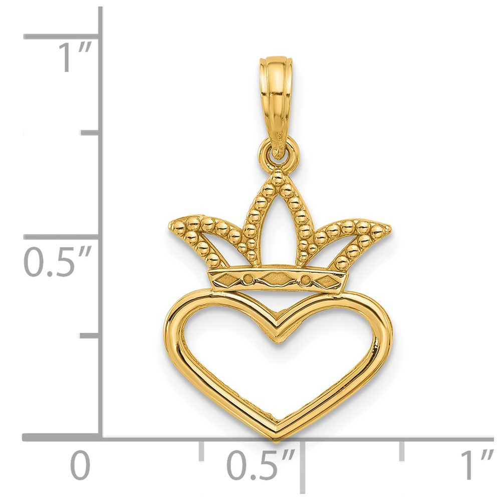 14K Polished Heart and Crown Charm
