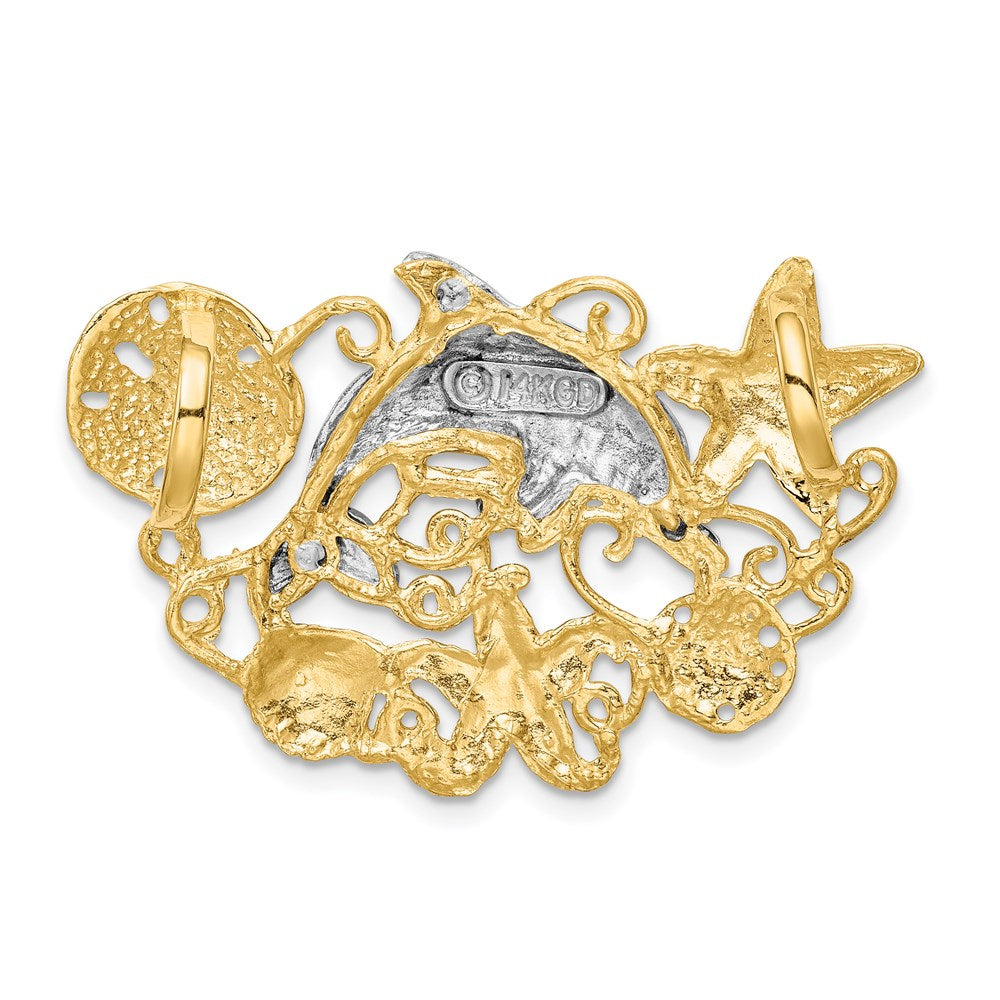 14k Yellow Gold Two-tone Sea Life Fits 5mm/6mm Slide