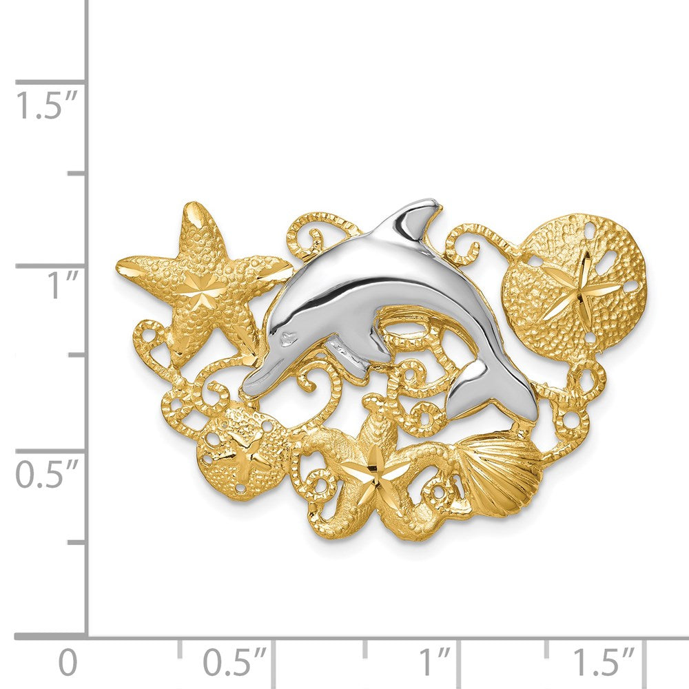 14k Yellow Gold Two-tone Sea Life Fits 5mm/6mm Slide