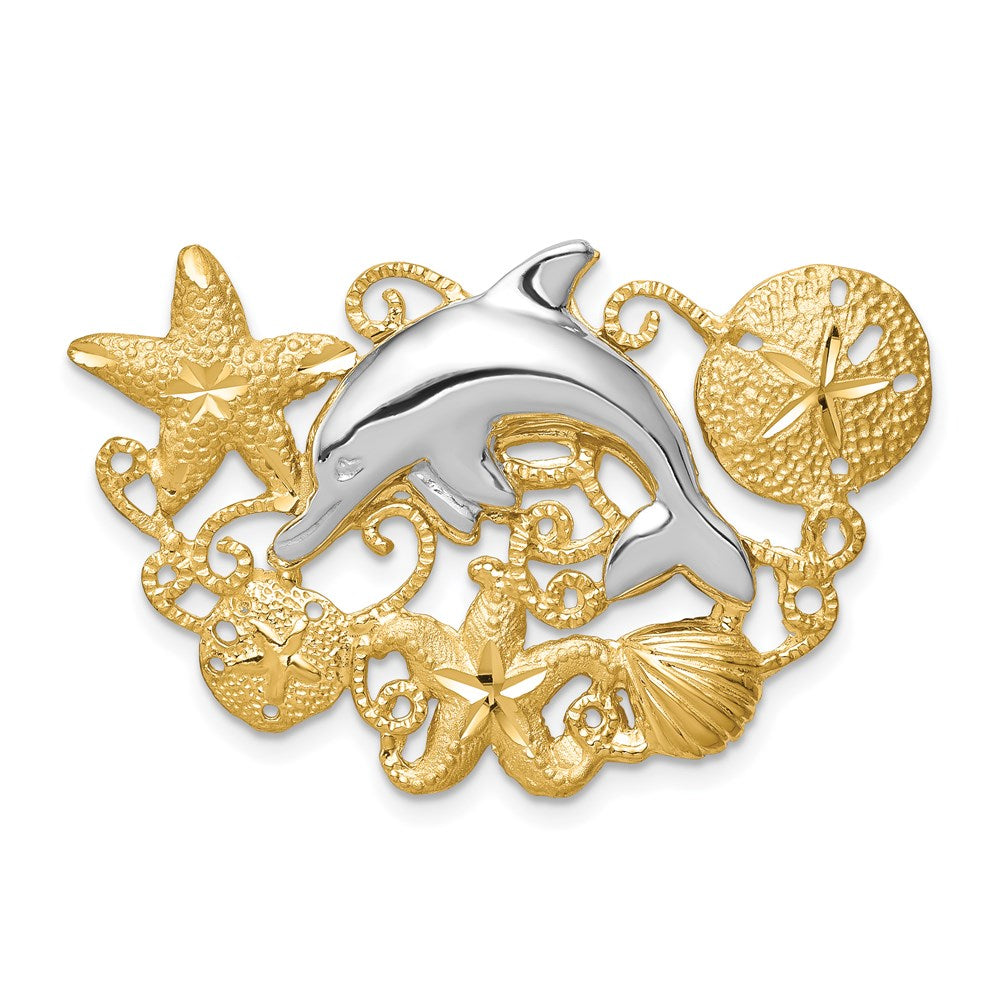 14k Yellow Gold Two-tone Sea Life Fits 5mm/6mm Slide
