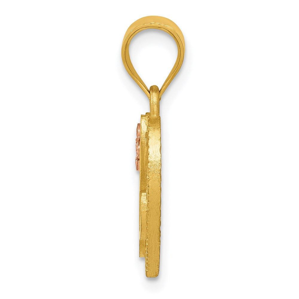 14k Yellow Gold Two-Tone Heart Letter L  Initial Pendant