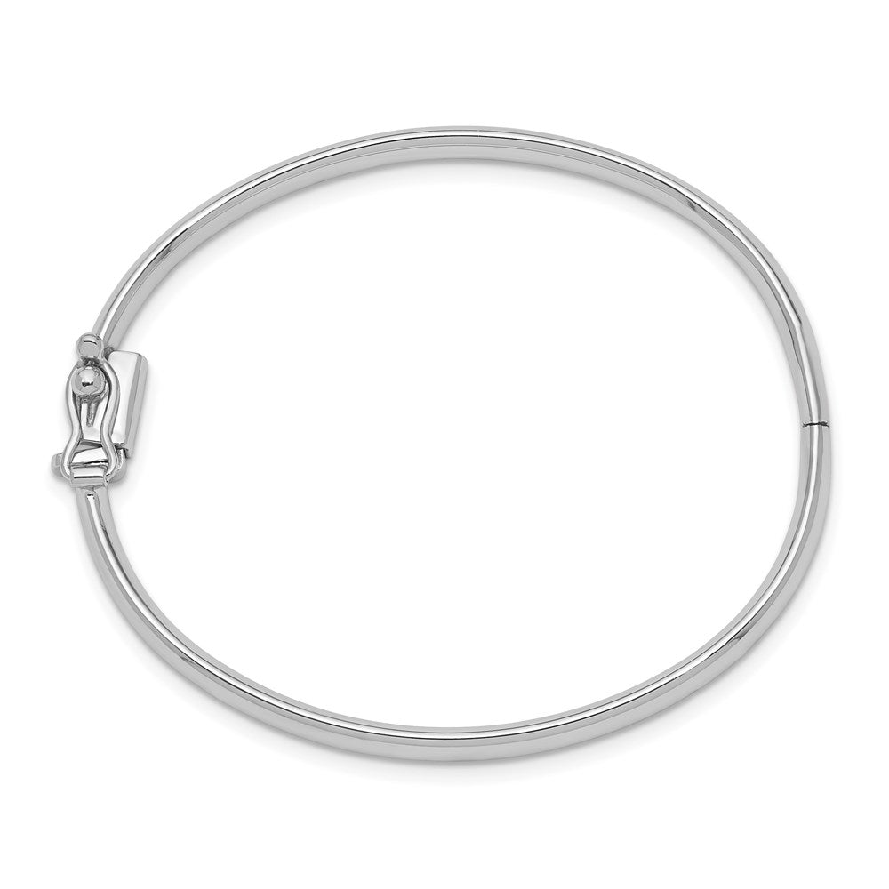 14k White Gold Polished Hinged Safety Clasp Bangle