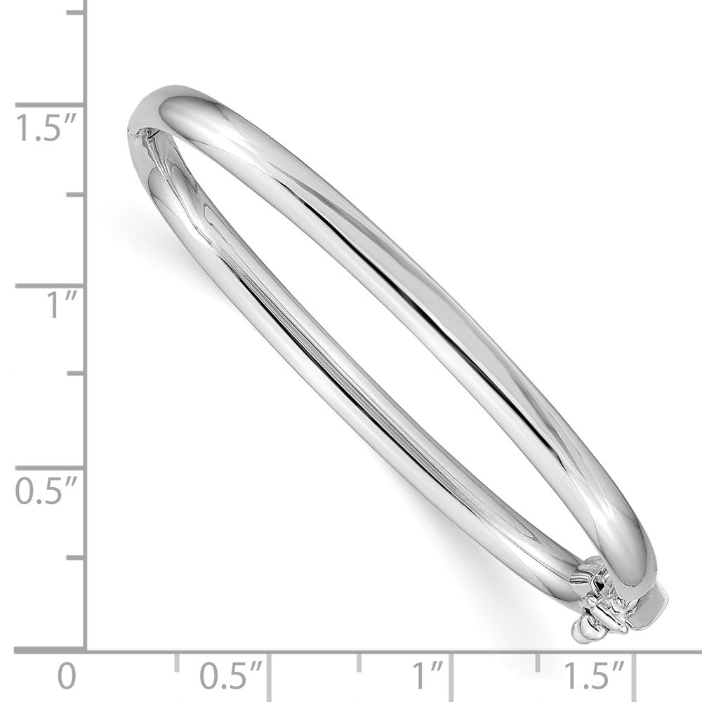 14k White Gold Polished Hinged Safety Clasp Bangle