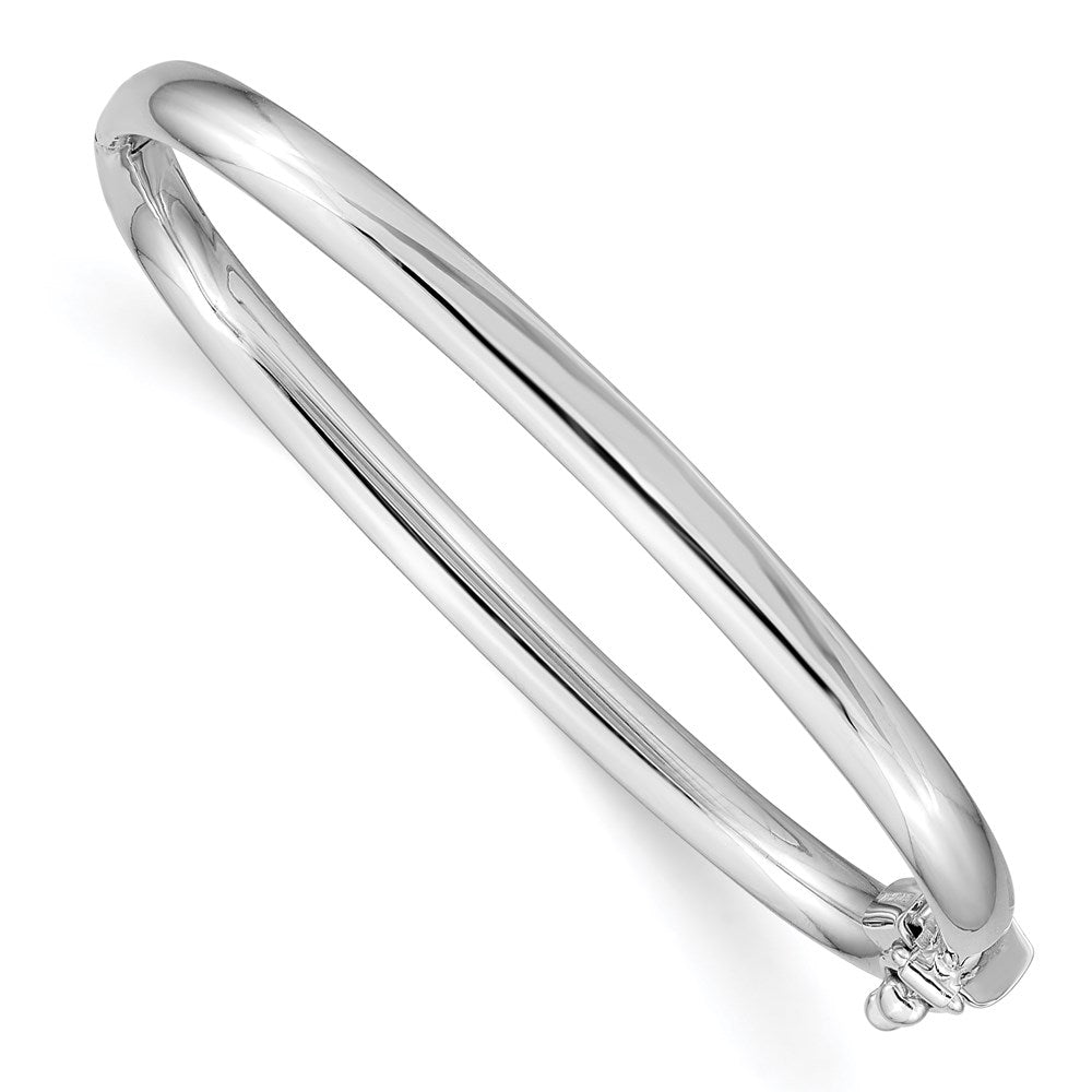 14k White Gold Polished Hinged Safety Clasp Bangle