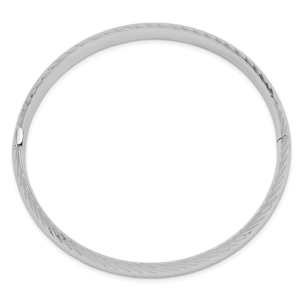 14k White Gold 5/16 Textured Hinged Bangle
